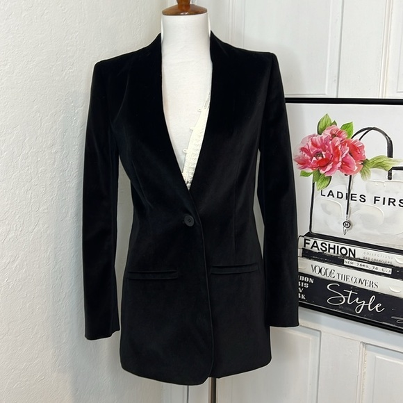 Madewell Black Crushed Velvet Blazer Size 00 - Picture 2 of 9